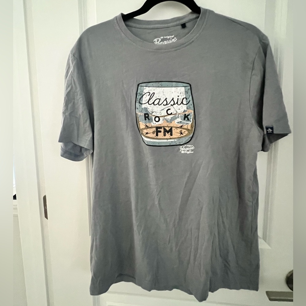 Original Penguin Classic Rock FM Gray Shirt, Size Large